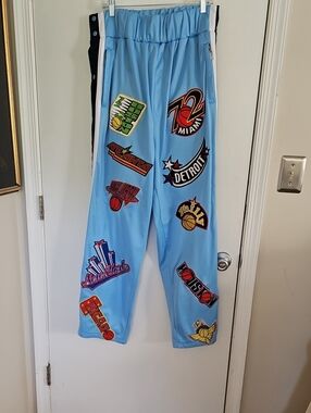 Vintage 90's Regal Wear NBA Patch Blue Tear Away Snap Basketball Pants Size 2XL